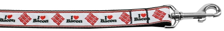 I Love Bacon Nylon Dog Leash 3/8 inch wide 4ft Long